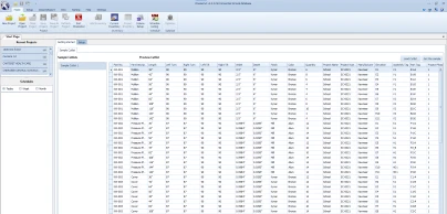 A software application showing a table with the cut-lists having columns for part number, lengt and part description.