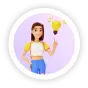 A girl with bulb 3d graphic